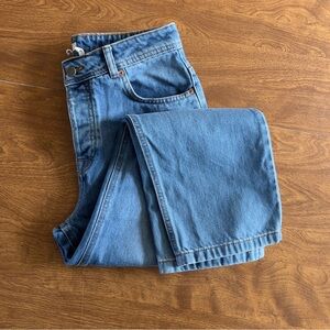 ROXY Womens Med Wash 100% Cotton straight button fly Crop Denim Jeans size 28